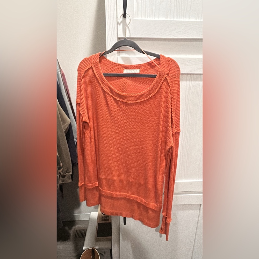 Free People Rust Textured Sweatshirt